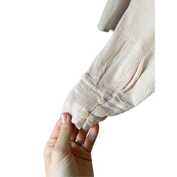 ALLSAINTS Blush Pink Cotton Long Sleeve Ruffled Blouse XS - Picture 2 of 8